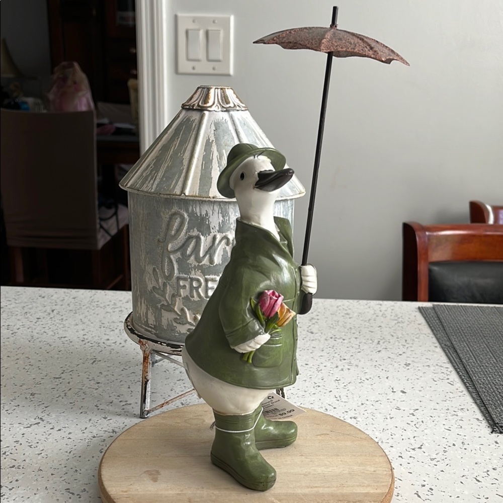 Goose Figurine with Umbrella